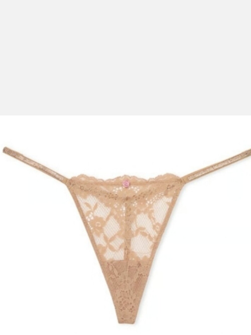 Victoria's Secret Dream Angels Sexy Twinkle Strap Lace V-string Panty TAN LARGE
